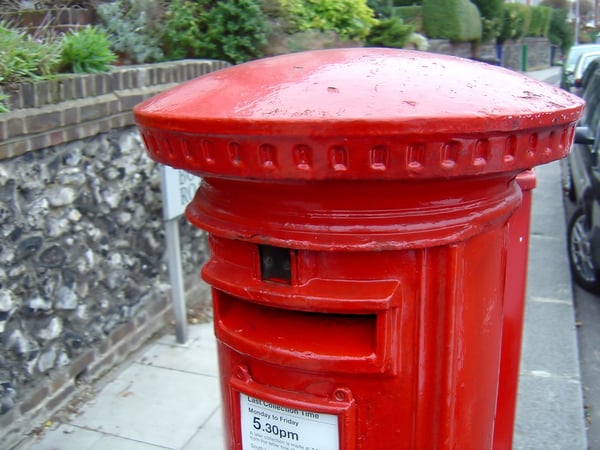 Typical Royal Mail post box in England