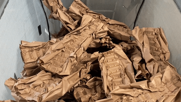 Scrunched recycled paper for packaging