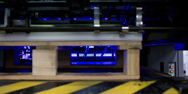 Close up of UV LED printing machine