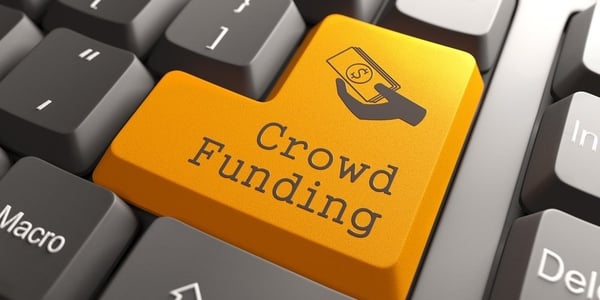 Orange Crowd Funding Button on Computer Keyboard. Internet Concept.-677888-edited