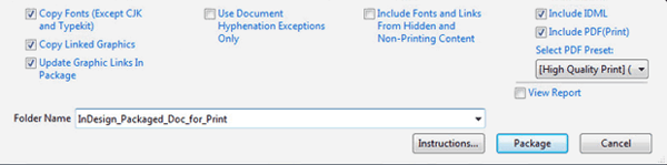 Package-For-Print using indesign 