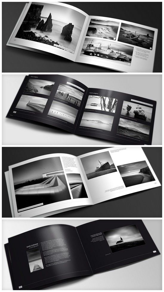 black and white brochure