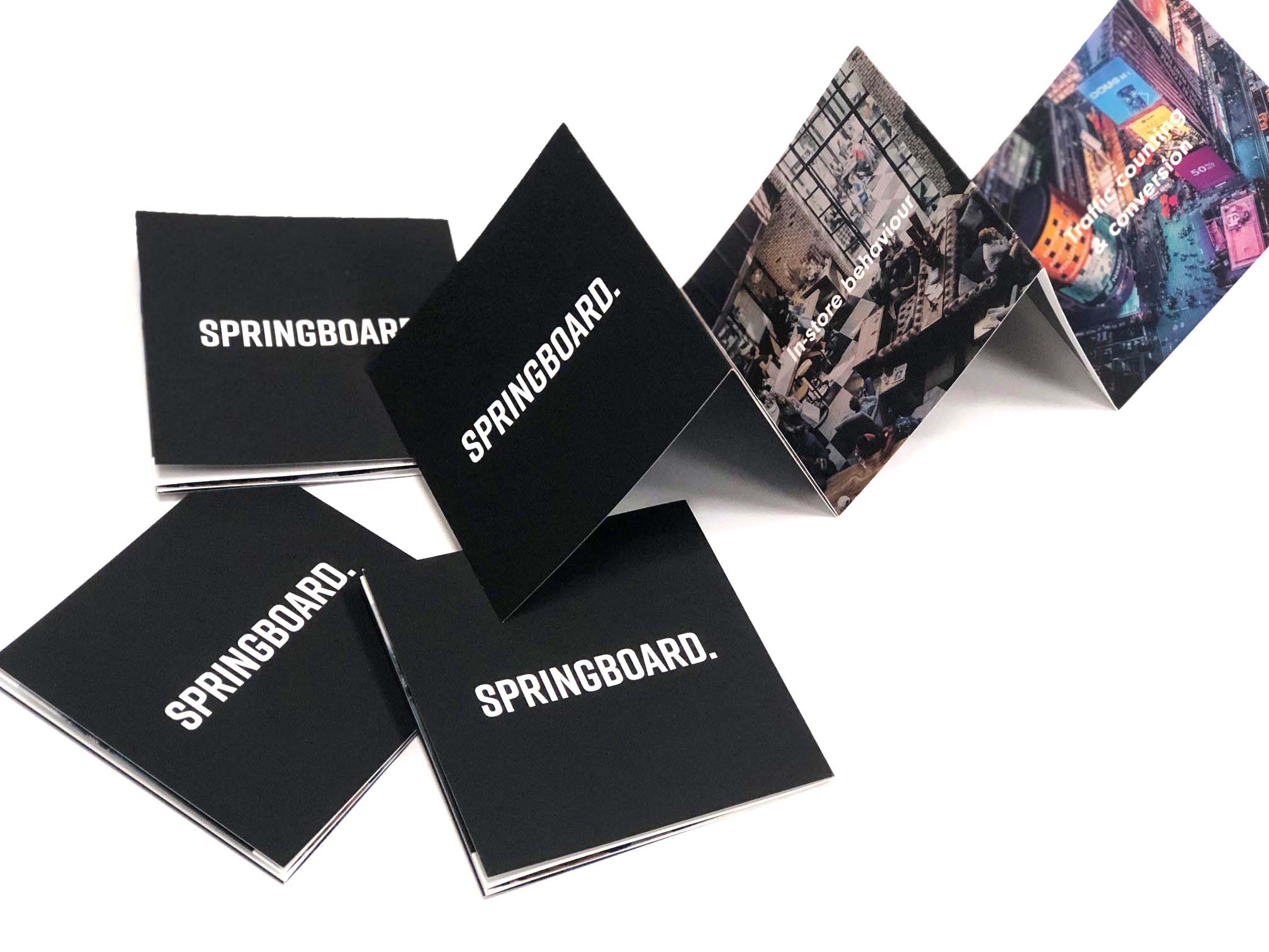 Front cover and inside look at the Springboard leaflet